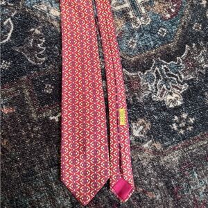 Vintage Hermes Red and Gold Golf Tie (7126 FA)